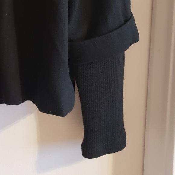 Della Spiga Black Coat Elbow Cuffed Sleeves Sweater Arms Chrome Button W-Size 10 - Picture 6 of 11